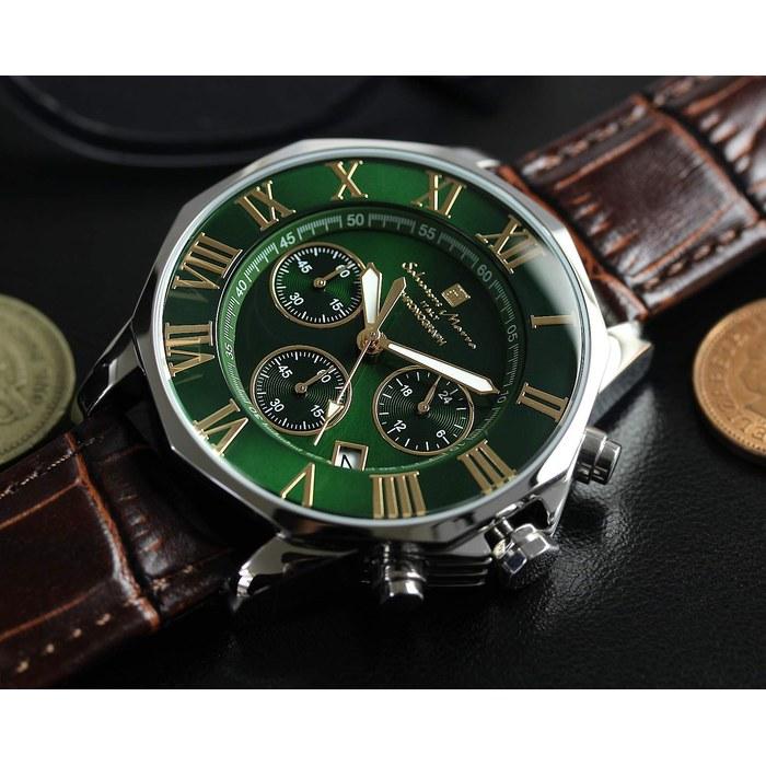[Salvatore Marra] Watch Green Chronograph 100m Waterproof Men's Business Formal