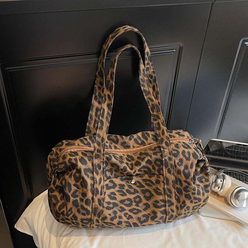 Yogodlns Leopard Print Canvas Shoulder Bag Fashion Large Capacity Tote Bag Woman Handbag for Daily Commute High Quality Bag