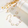 Ensemble collier, bracelet, boucles d'oreilles couleur Or 18 carats pour femmes, Pendentif fleur en acier inoxydable, Cadeau d'anniversaire pour Maman, Épouse, Petite amie