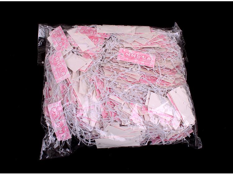 Pink Korean Style Jewelry Price Tags with String, Blank, 1.7x4.1cm, 1000-Pack