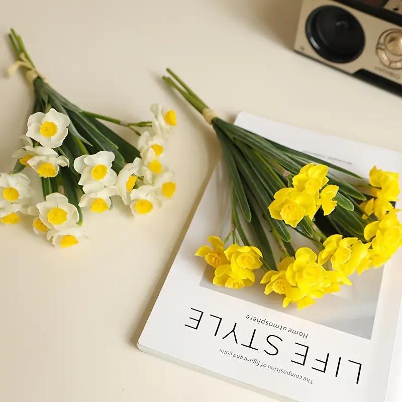 Top Quality DIY Pastoral Style Narcissus Bouquet Fake Flowers Artificial Flowers Living Room Decoration Table Flowers Indoor