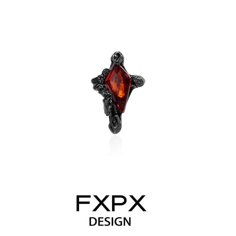 

Fxpx Original Orange Dark Style Sterling Silver Earrings Niche Unique Irregular Earrings European and American Black Earrings Earrings/Single [Full Body S925 Sterling Silver]