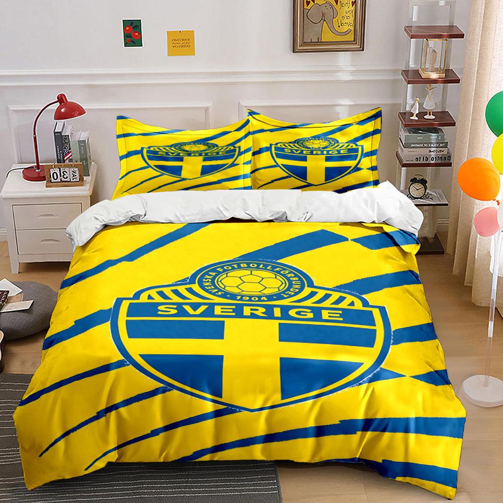 Swedish flag design pattern. Bedding sets Duvet cover sets Duvet covers Pillowcases(1* Duvet Cover 2* Pillowcases without duvet insert)