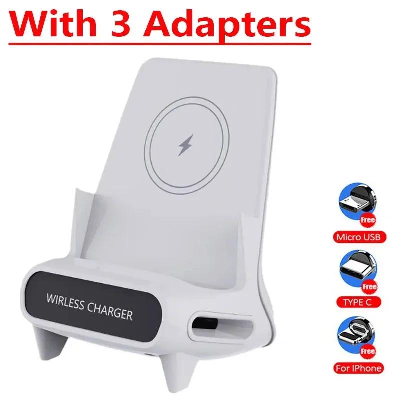 Wireless Charger Stand Pad Desktop Mobile Phone Holder Bracket 15W Fast Charging Station Dock Mount for iPhone Samsung Xiaomi LG