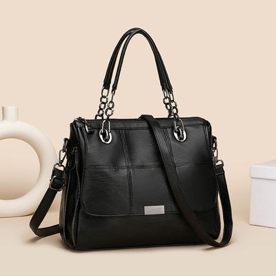 Retro Chain Tote Bag, Women's Single-shoulder Bag, Fashionable Soft Leather Commuter Handbag