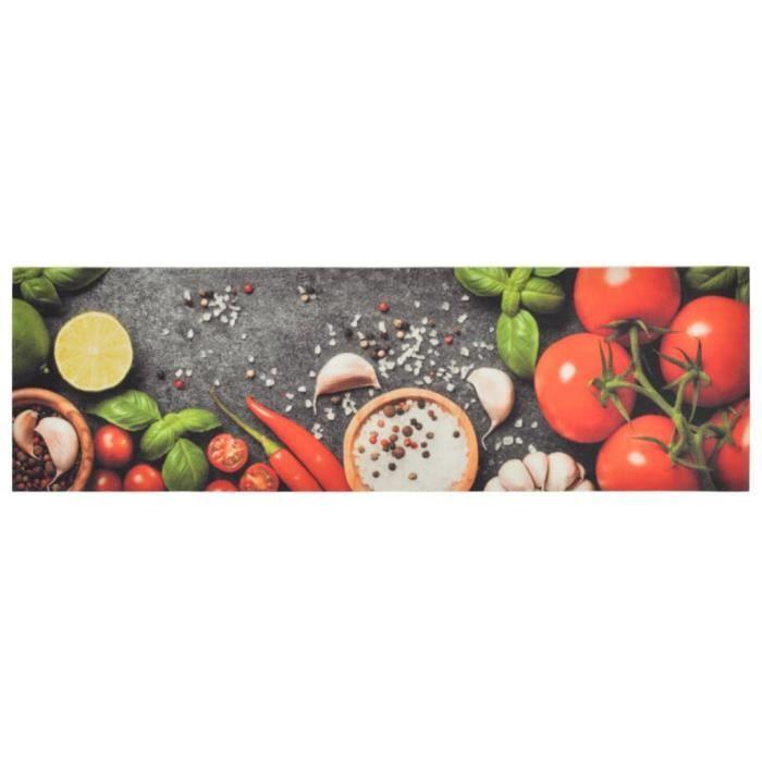 VidaXL Tapis de cuisine lavable impression légumes 45x150 cm velours 136537