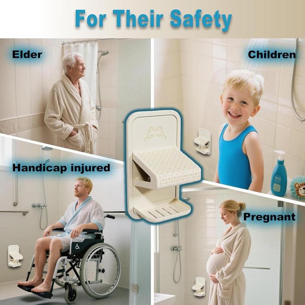 Wandmontage Beine Stufe mit Ablage Fußstütze für Dusche zu Rasierhocker für Acryl Glas Fliesen Marmor Badezimmer Wohnung