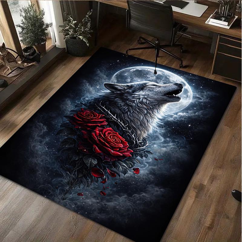 1Pc Tiger and Wolf Print Rug - home decoration Carpet For Living Room Bedroom Flooring Computer Chair Area Rug