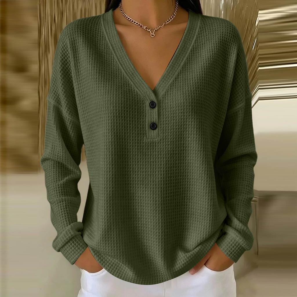 Women's V-Neck Long Sleeve T-Shirt Fit Pullover Multi Color Tee for Casual Wear