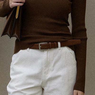 HOUSE of POND [5th Reorder] Cow Leather Square Belt (Brown)