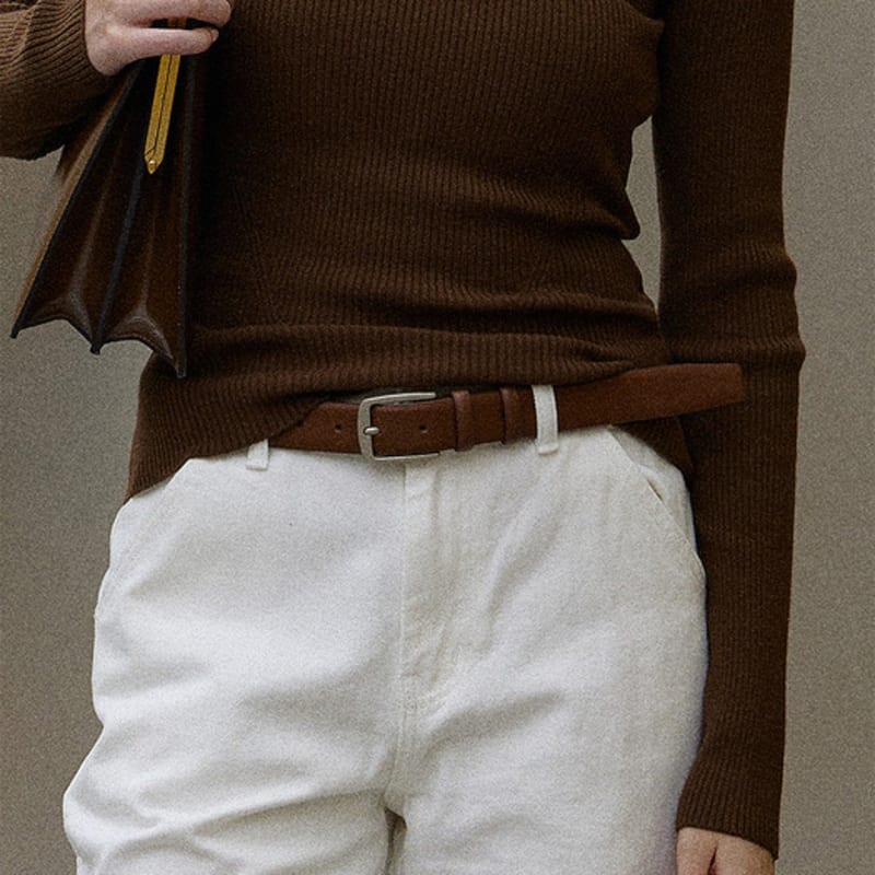 

ДОМ ПРУДА [5-й повторный заказ] Квадратный ремень из коровьей кожи (коричневый) BROWN_FREE