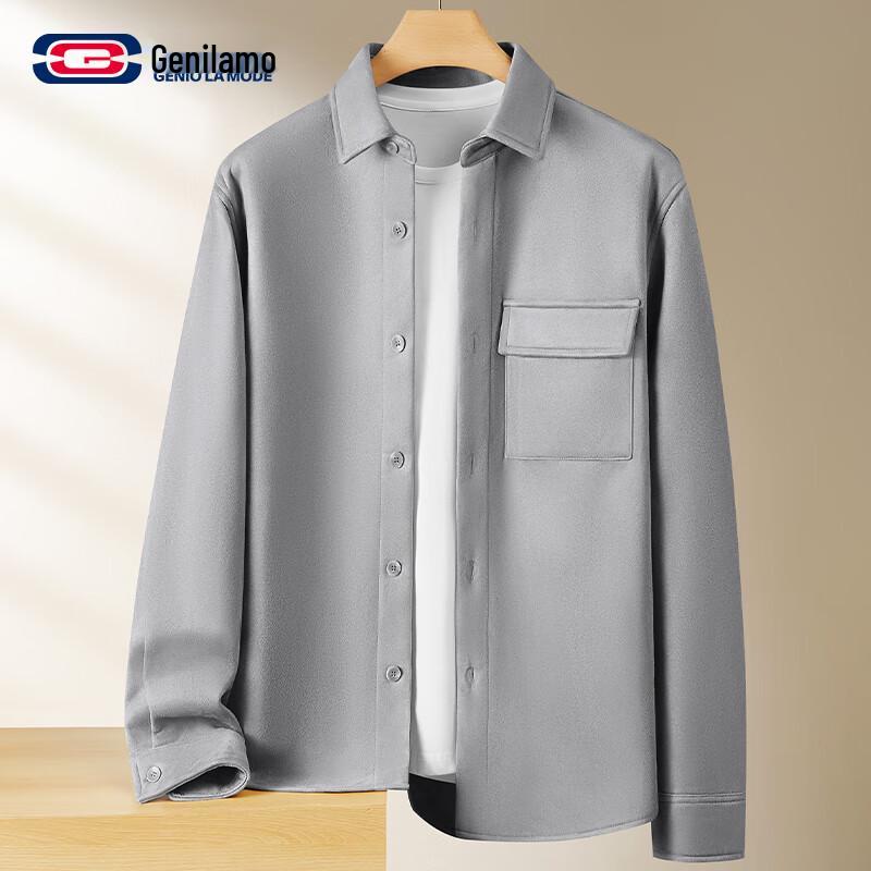 

GENIOLAMODE Men s Fleece-Lined Suede-Style Shirt Jacket 3XL
