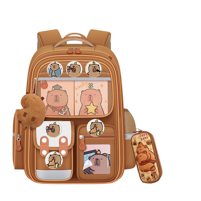 Cartoon Primary School Students Spine Care And Burden Reduction Schoolbag Capybara Grade 13 To 6 Boys Large Capacity