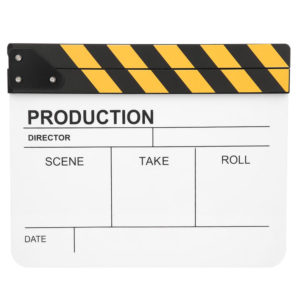 

30x25CM Acrylic Clapperboard Director Movie Film BuiltIn Magnet Photography Action Clap(Yellow