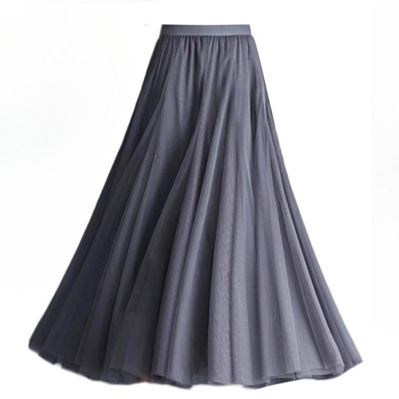 

Жіноча спідниця-гойдалка Довга спідниця з високою талією Тонка казкова спідниця до половини тіла Танцювальна сітчаста спідниця One Size