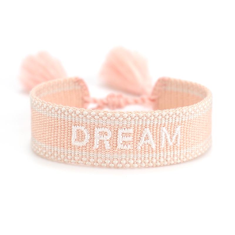 European & American Cross-border Embroidery Bracelet | Handmade Tassel & Letter Logo