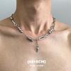 Hip-Hop Rivet Pendant Necklace For Man Woman Punk Titanium Steel Splicing Clavicle Sweater Chain Unisex  Kpop Accessories