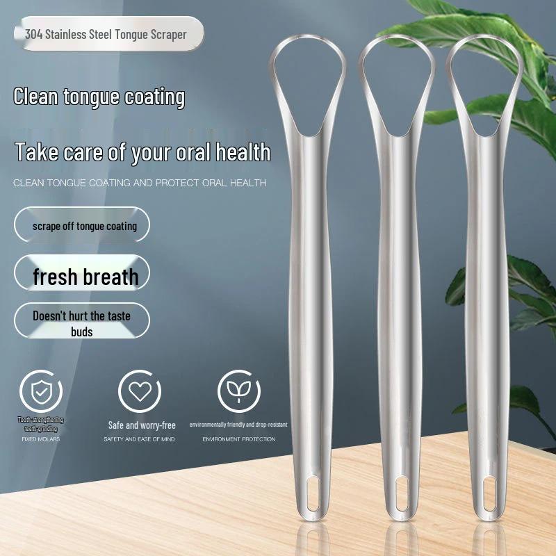 

Stainless Steel Tongue Scraper & Cleaner for Oral Hygiene, Bad Breath Removal, and Tongue Care
