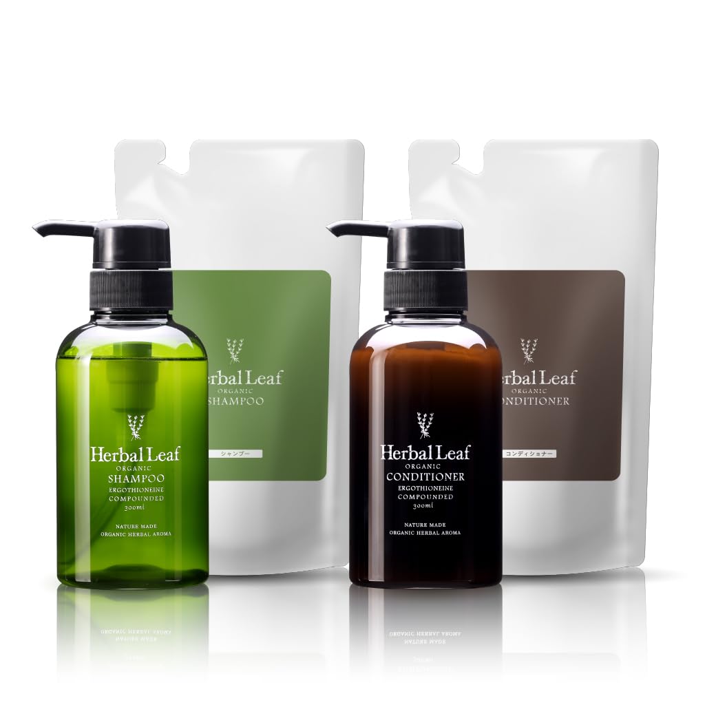 

Herbal Leaf Organic Shampoo Conditioner Refill Made in Japan 285ml 4-Piece Set & Set, (300ml bottle, refill)