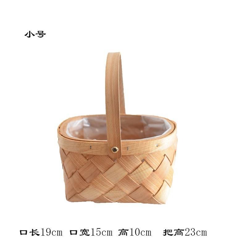 New Internet celebrity decoration portable flower basket packaging flower basket handmade rattan floral arrangement gift straw wood chips