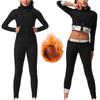 Women's Long Sleeve Zipper Yoga Set: Hooded Sauna Suit for Fitness & Running