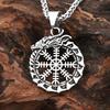 Vintage Vikings Dragon Ouroboros Pendant Necklaces For Men Stainless Steel Nordic Viking Compass Necklace  Amulet Jewelry