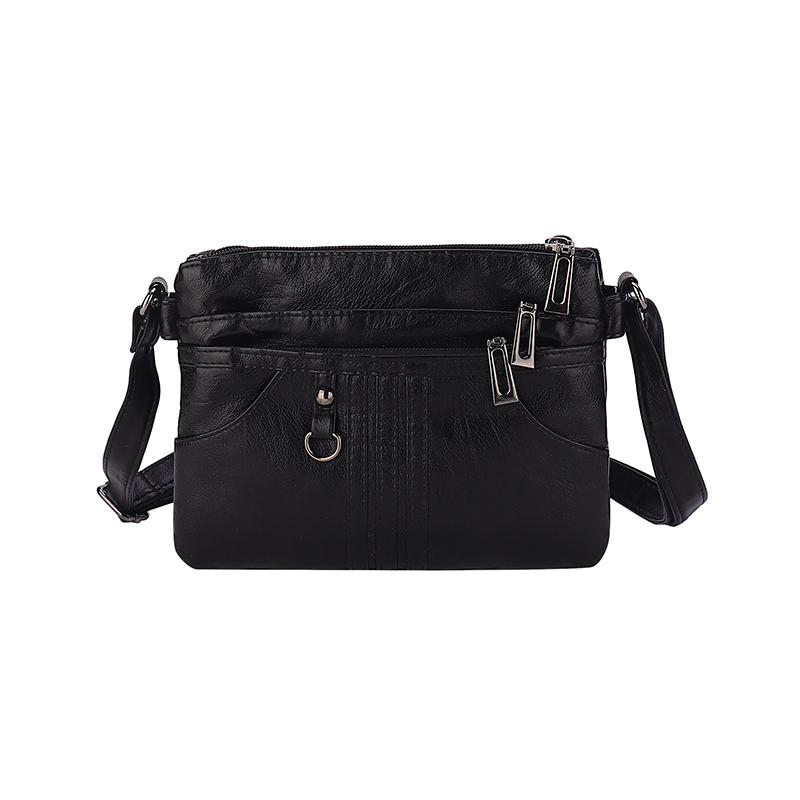 

Женская сумка через плечо, винтажная многослойная сумка через плечо, мягкая кожаная сумка для матери чёрный