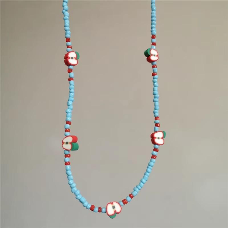 New Trend Summer Ceramic Fish Pearl Starfish Fruit Pendant Necklace Y2K Harajuku Beads Choker Beach 2000s Sea Ocean Jewelry New