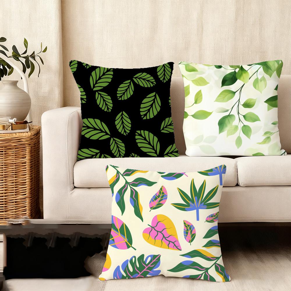 Leaves INS Cushion Cover Plush Fabric Soft DoubleSided Printed Sofa Warm Winter Home Child Gift Pillow Case