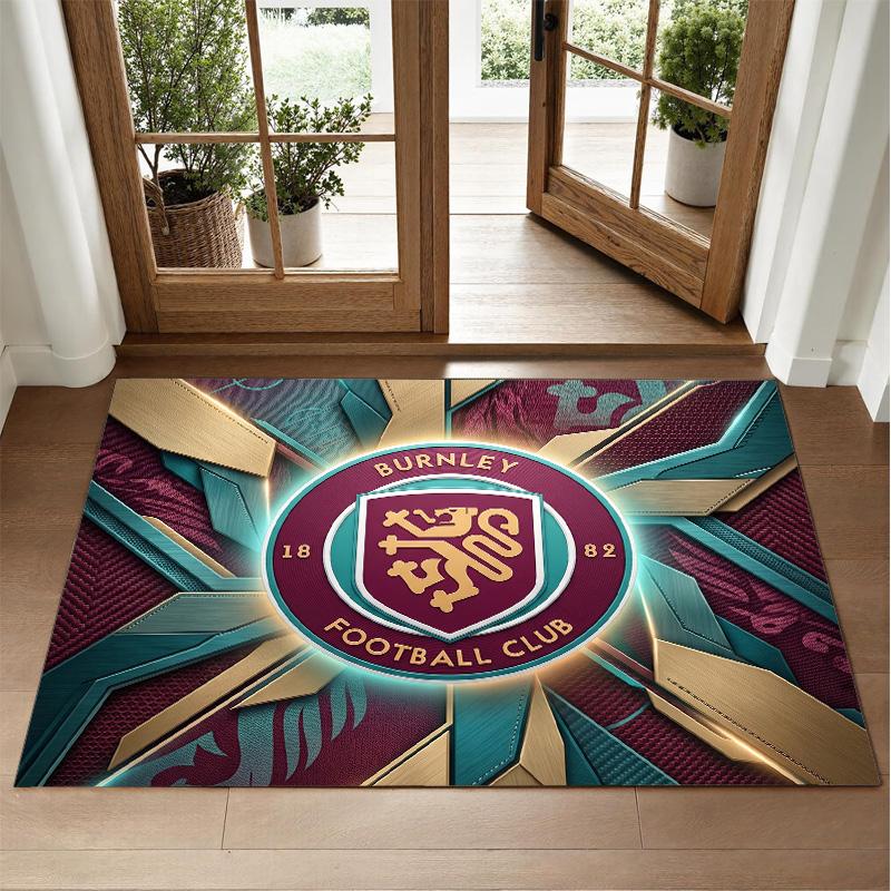 Burnley Football Design Crystal Velvet Rug Soft Decorative Mat for Bedroom Entrance