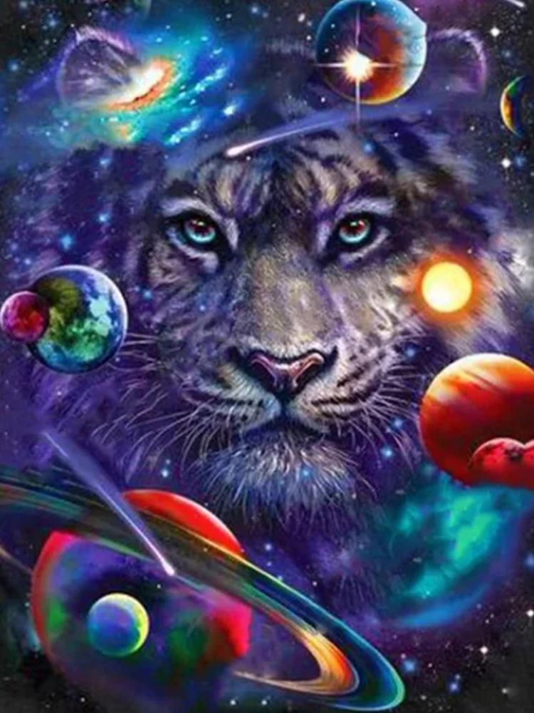 

5D DIY Планета Животное Алмазная Картина Лев Кошка Собака Мозаика Вышивка Крестом Набор Для Украшения Дома Стены Искусство Ремесло Алмаз Full Round 20x30CM