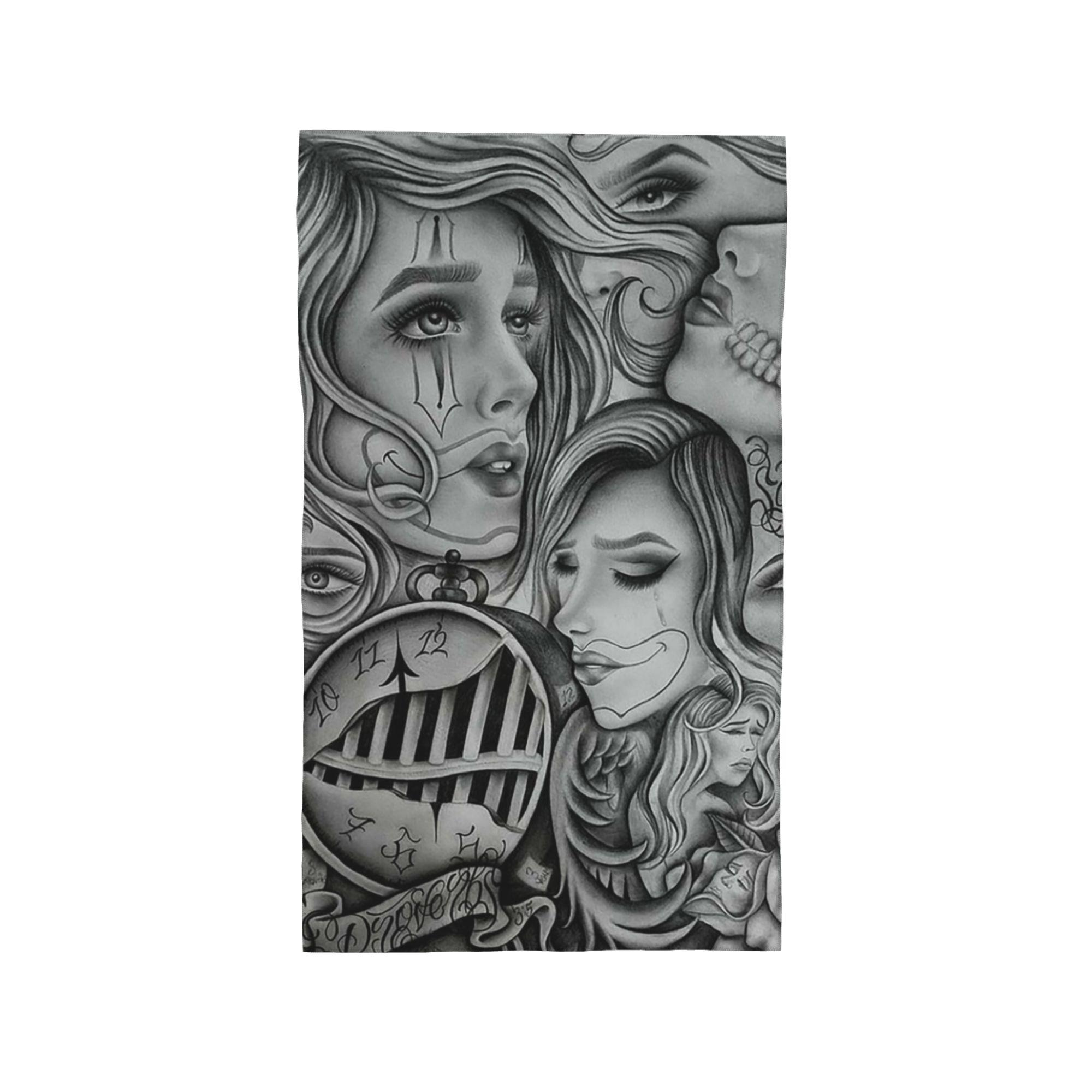 

Sad eyes chola clown , Chicano art , black and grey art Soft Face Towel Quick Dry Pool Bath Cotton Towels Breathable W40*H60(CM)