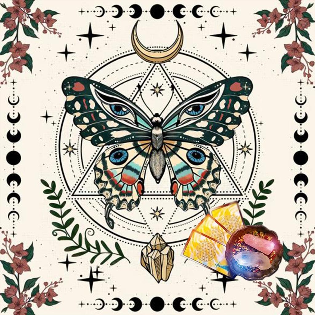 Tapestry Butterfly Moon Phases Tablecloth for Bedroom Decorative Background Cloth Picnic Blanket Tarot Tablecloth Home