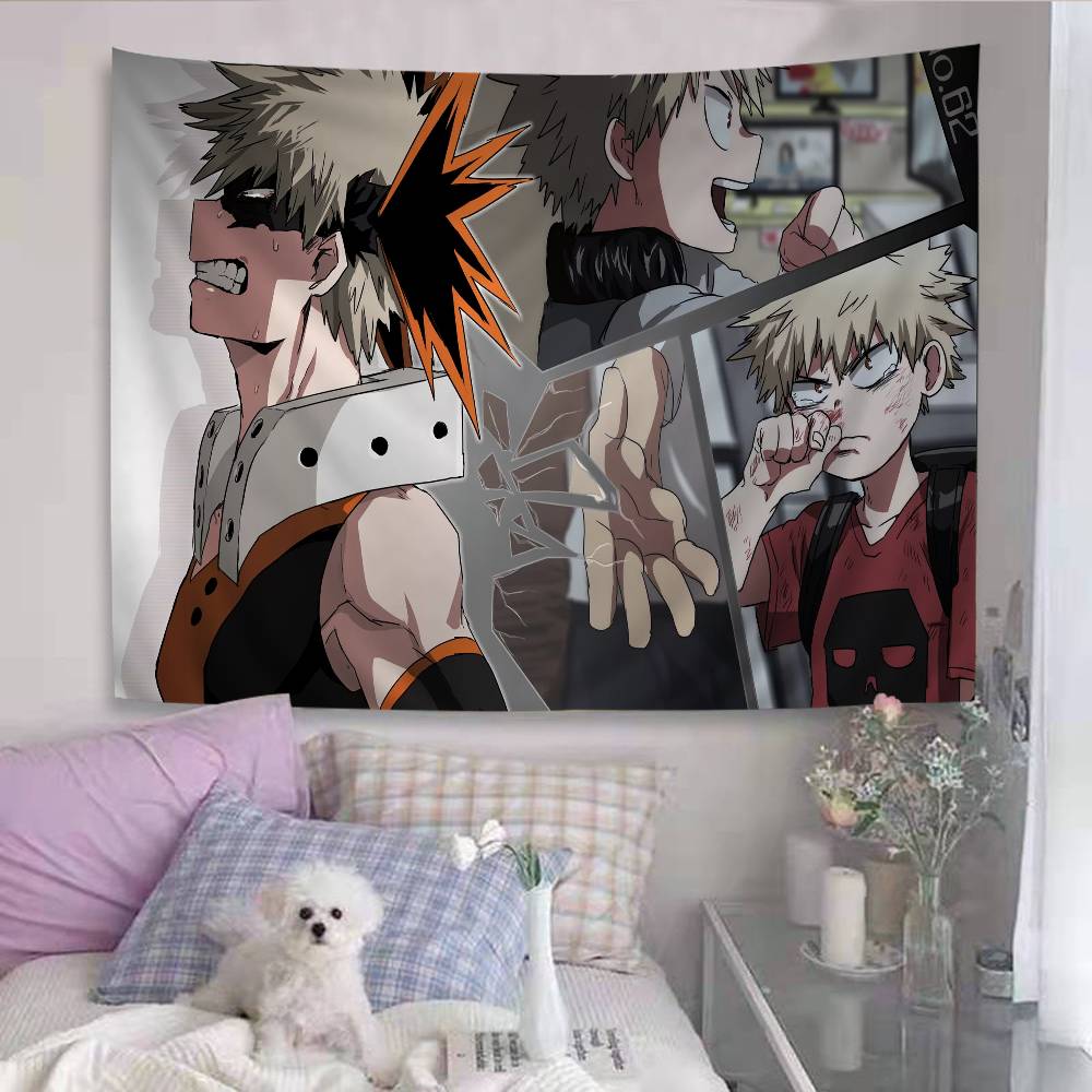 My Hero Academia Bakugou Katsuki Printed Large Wall Tapestry Indian Buddha Wall Decoration Witchcraft Bohemian Wall Art Decor