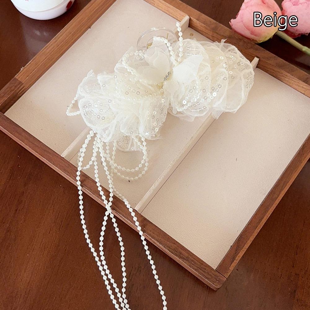

Sequins Hair Claw Butterflies Tassels Grasping Clip New Shark Clip Hair Accessories бежевый
