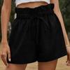 Summer Cotton Linen Women Wide Leg Shorts  High Waist Casual Drawstring Pants For Women Loose Ruffled Lady Clothes