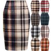 Damen Bleistiftrock, Karorock, Hohe Taille, Enganliegend, Knielang, Midirock