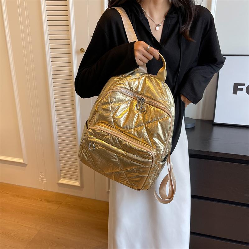 Women's Quilted Checkered Backpack Winter Ultra-light Space for Down Large Capacity Women's School Bag