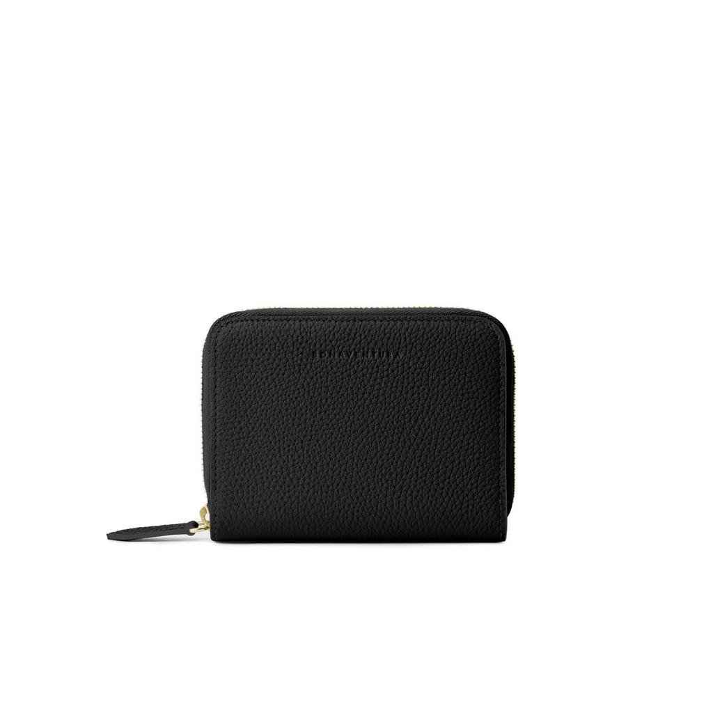 BONAVENTURA Medium Functional Zip Wallet In Shrink Leather by Revise X Made with the Finest European A Perfect [Black Etoupe]. Leather. Gift.