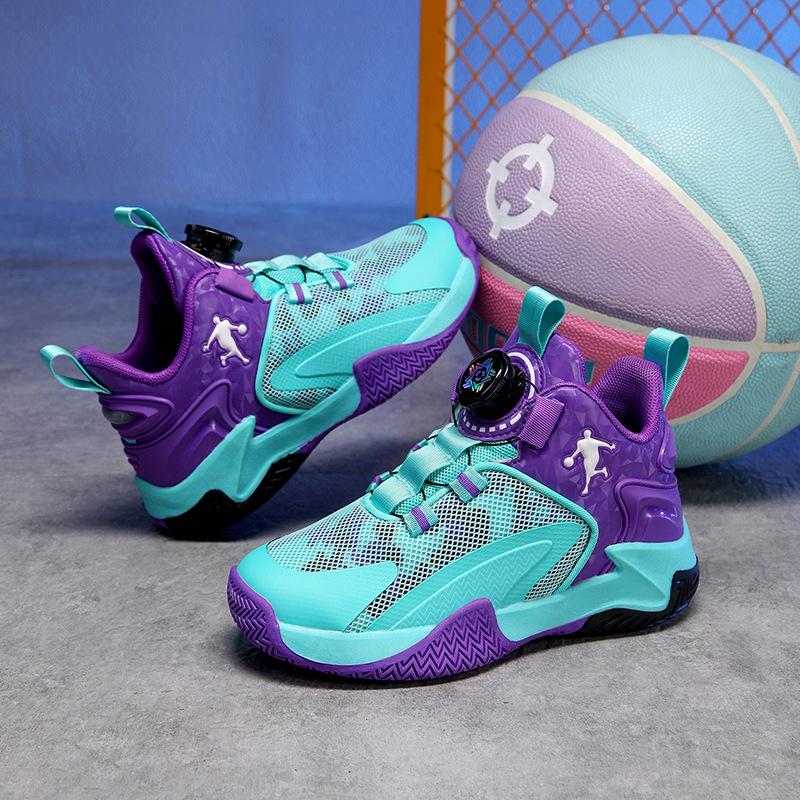 Children's Basketball Shoes Middle and Older Children's Actual Basketball Shoes 2025 Autumn Rotating Button Boys' Sports Shoes Entity