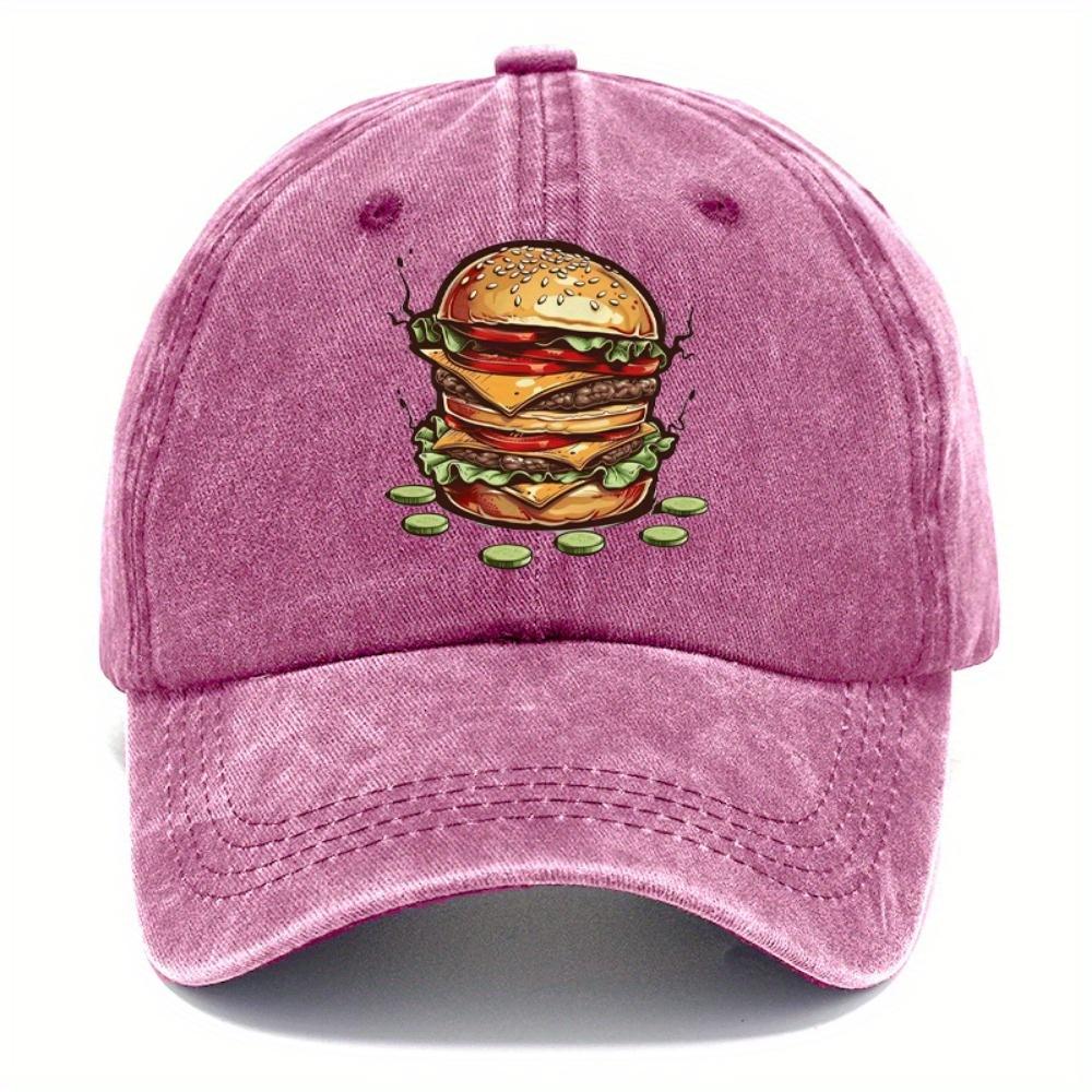 Men's Hamburger Printed Baseball Hat Outdoor Sports Beach and Casual Wear Father's Day Gift