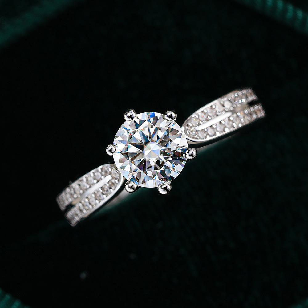 0.5/1/2/3 Carat Classic Six Claws Moissanite Engagement Ring 925 Sterling Silver Wedding Bands for Women Men Jewelry