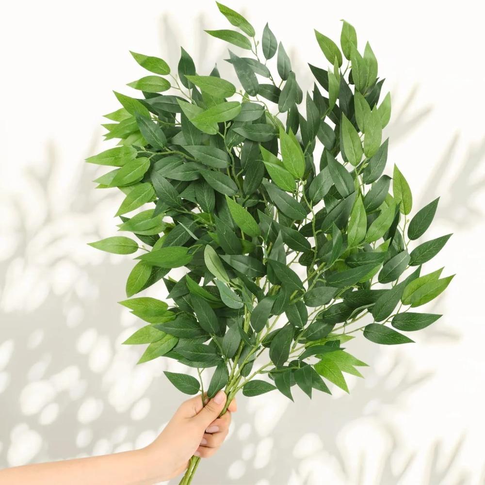 Real Touch 50cm Artificial Eucalyptus Leaf Plastic Fake Flowers Willow Leaf Green Grass Wedding