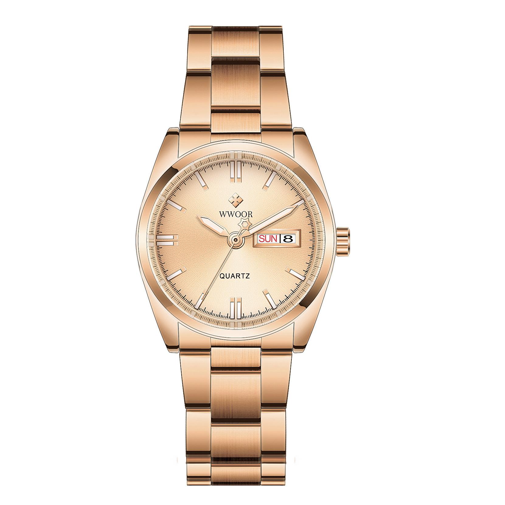 

WWOOR Стальные женские часы с календарем Женские часы Светящийся кварц