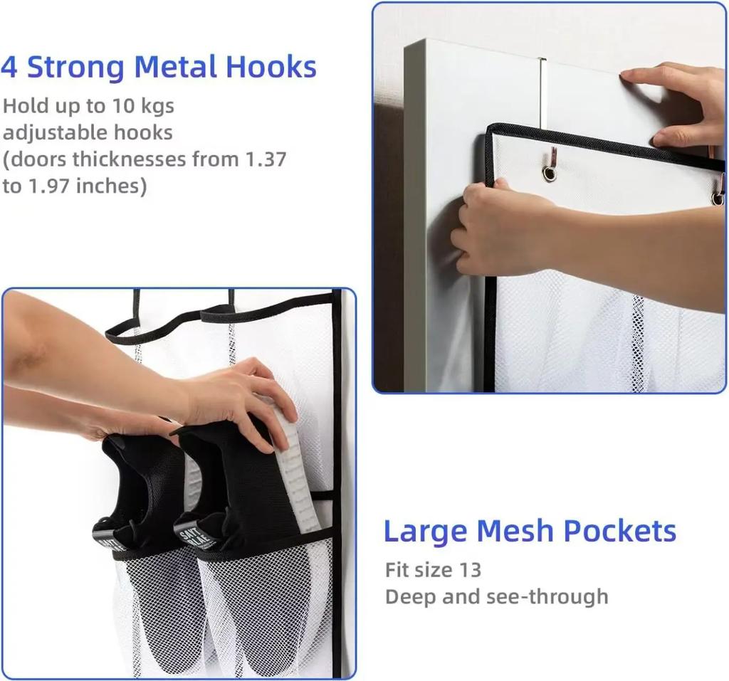 1x40/24/14 Vaks Wandmontage Schoenorganisator Stof Kasttas Opbergrek Gaasvak Transparante Ophangbare Over De Deur Stoffen Doos