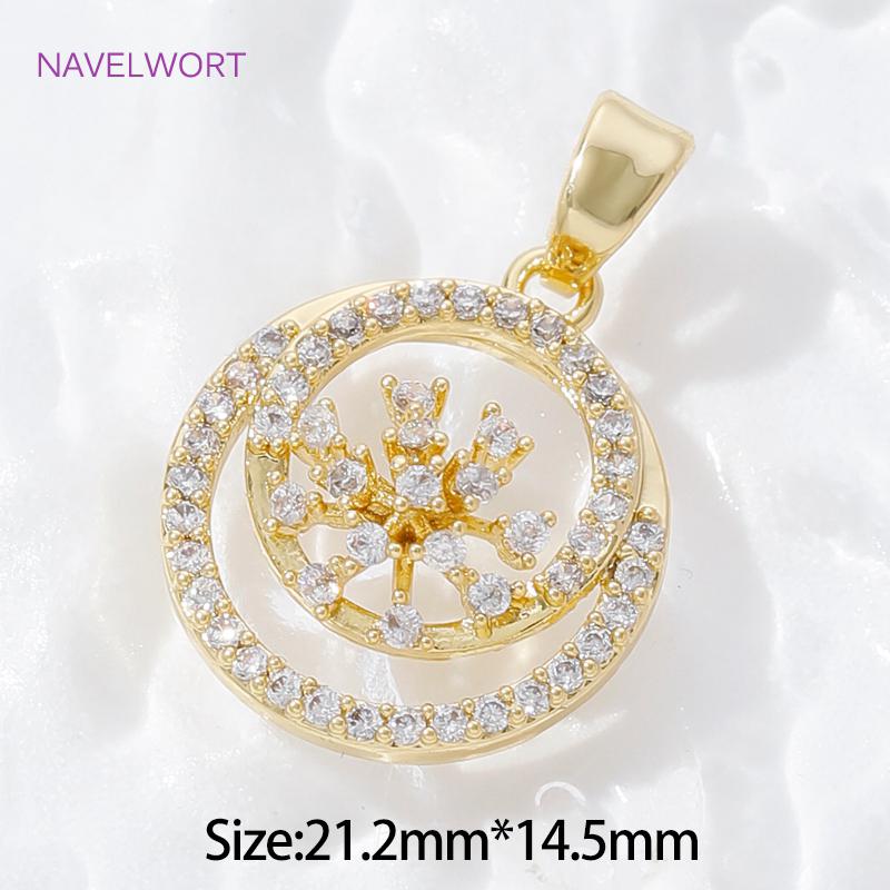 

18K Gold Plated Brass Planet/Flower Branch Charms Pendant For Necklace Making Findings,With Zircon Pendant,Supplies For Jewelry 1 piece