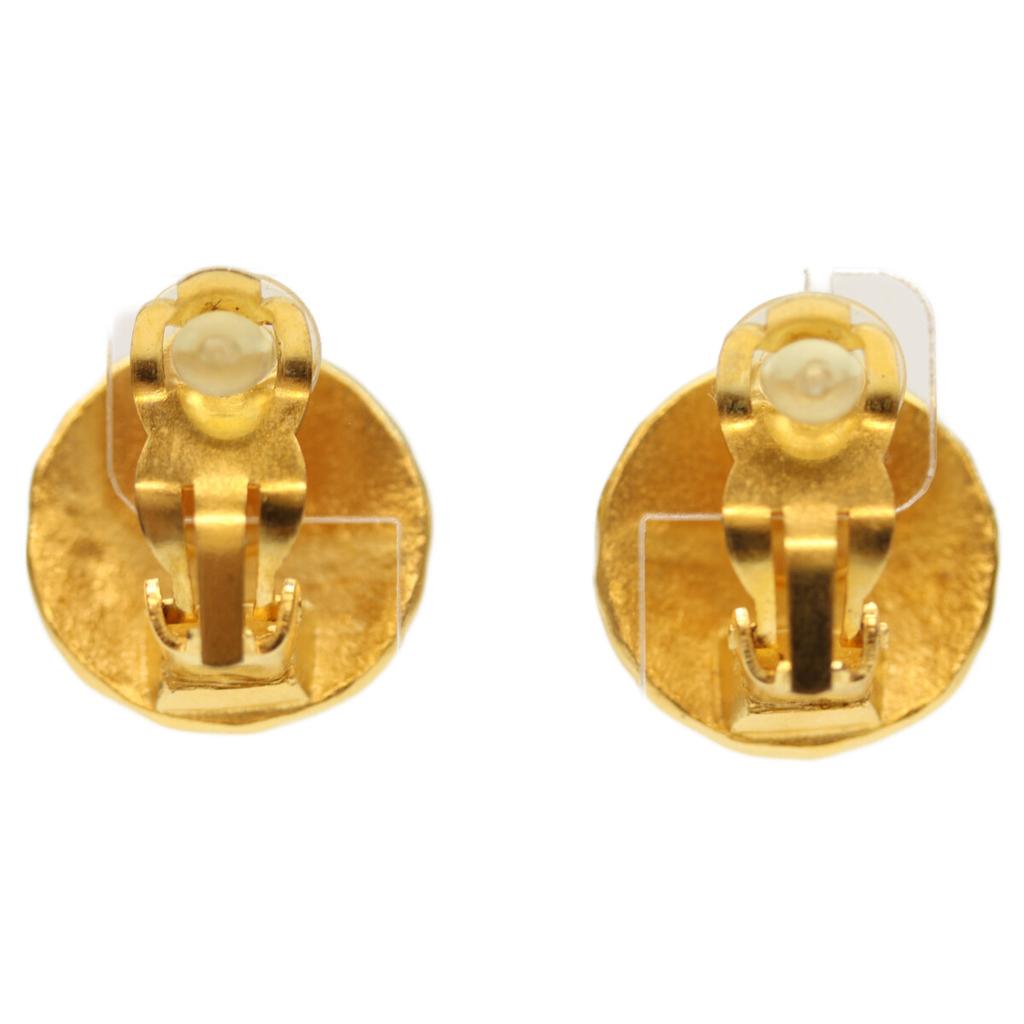 CHANEL 97A CC Logos Dot Round Earrings Earring goldUsed