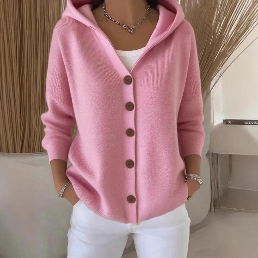 New Women's Casual Loose Fashion Solid Long Sleeve Cardigan Knit Sweatshirt Outerwear