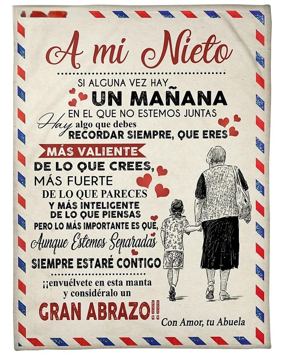 

A Mi Nieta Nieto Air Mail Print Thin Fleece Flannel Throw Blanket Soft Warm Loving Gift for Granddaughter Grandson Sofa Nap Use 130cmx150cm