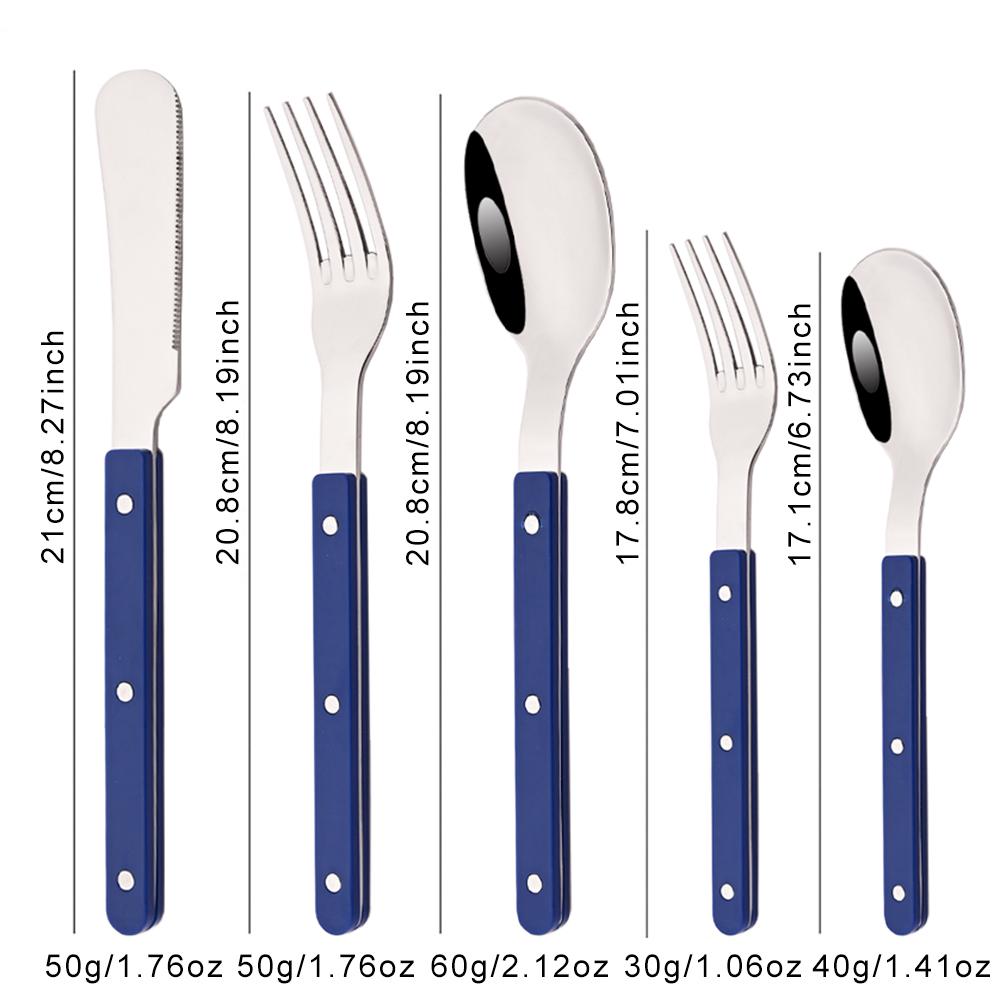 5Pcs Acrylic Handle Rivets Tableware Cutlery Set Stainless Steel Dinner Fork Knife Spoon Western Dinnerware Kitchen Flatware